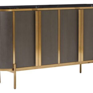 Dervio Grey Four Door Sideboard With Black Marble Top