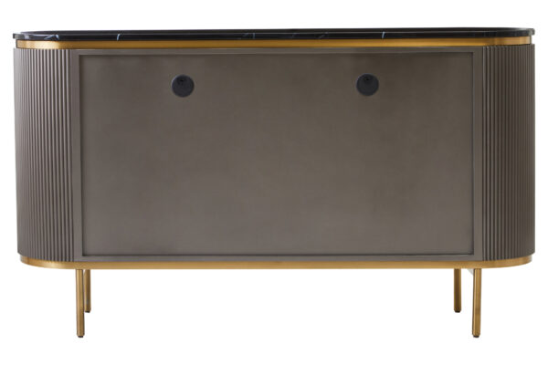Dervio Grey Four Door Sideboard With Black Marble Top