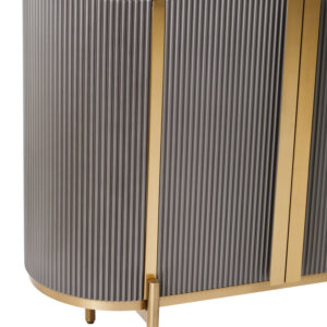 Dervio Grey Four Door Sideboard With Black Marble Top