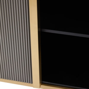 Dervio Grey Four Door Sideboard With Black Marble Top