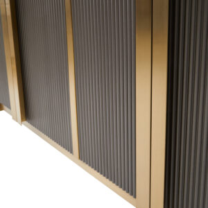 Dervio Grey Four Door Sideboard With Black Marble Top