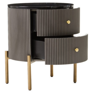 Dervio Grey Two Drawer Chest with Black Marble Top