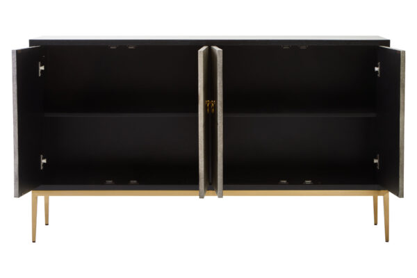 Deruta Grey Shagreen Effect 4 Door Sideboard