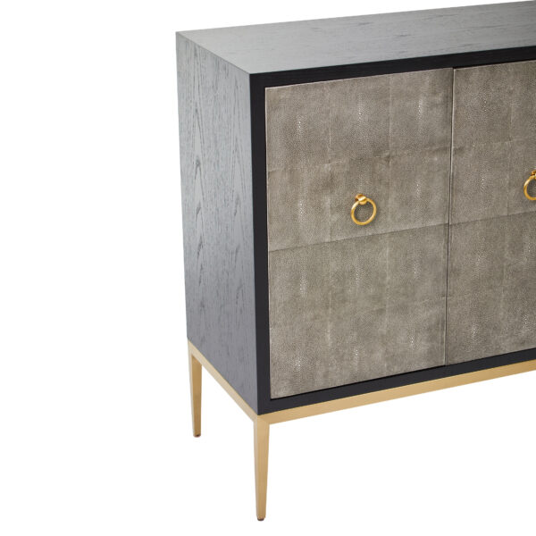 Deruta Grey Shagreen Effect 4 Door Sideboard