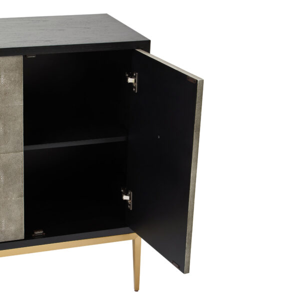 Deruta Grey Shagreen Effect 4 Door Sideboard