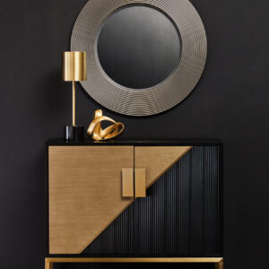 Dervio Grey Ribbed Round Wall Mirror