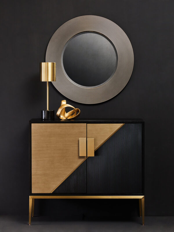 Dervio Grey Ribbed Round Wall Mirror