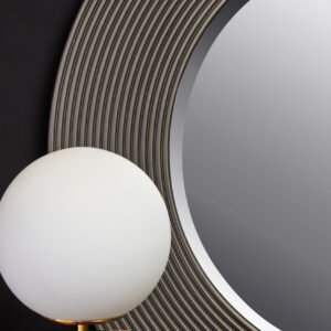 Dervio Grey Ribbed Round Wall Mirror
