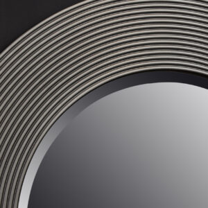 Dervio Grey Ribbed Round Wall Mirror