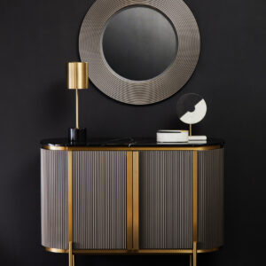 Dervio Grey Two Door Sideboard with Black Marble Top