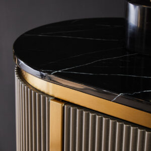 Dervio Grey Two Door Sideboard with Black Marble Top
