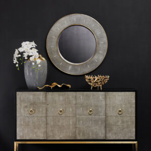 Deruta Grey Shagreen Effect 4 Door Sideboard