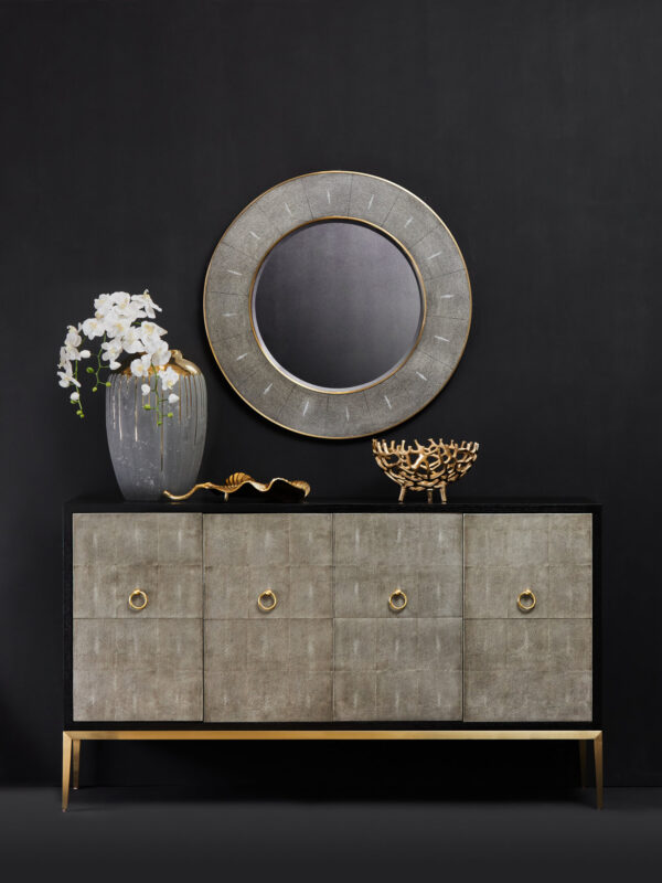 Deruta Grey Shagreen Effect 4 Door Sideboard