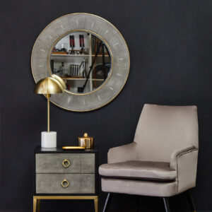 Deruta Two Drawer Grey Shagreen Effect Side Table