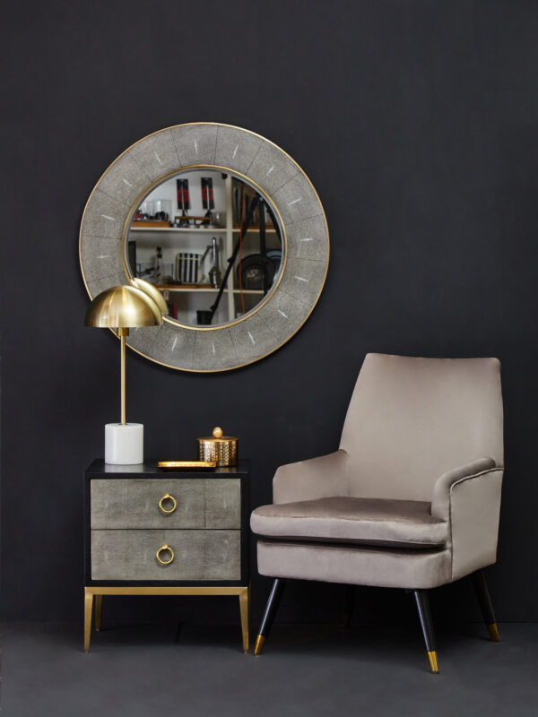 Deruta Two Drawer Grey Shagreen Effect Side Table