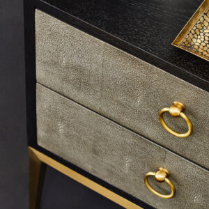 Deruta Two Drawer Grey Shagreen Effect Side Table