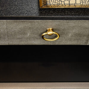 Deruta Two Drawer Grey Shagreen Effect Side Table