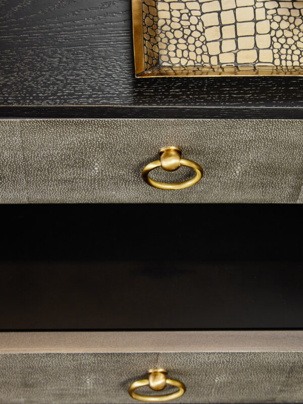 Deruta Two Drawer Grey Shagreen Effect Side Table