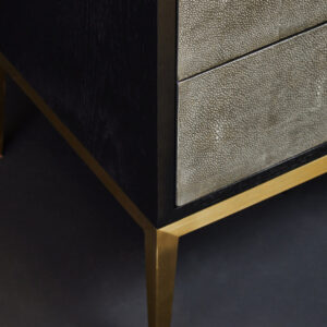 Deruta Two Drawer Grey Shagreen Effect Side Table