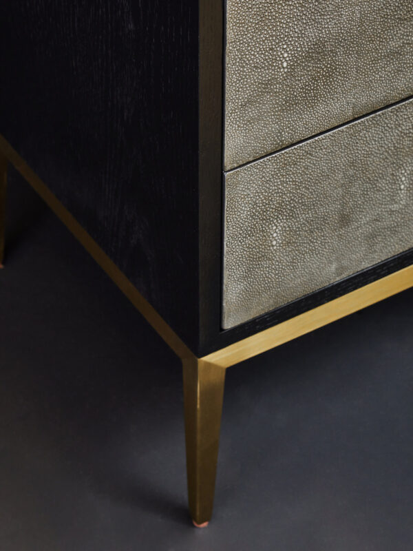Deruta Two Drawer Grey Shagreen Effect Side Table