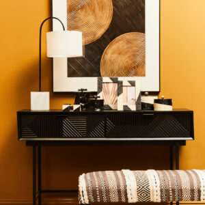 Jakara Black Finish Console Table with 2 Drawers