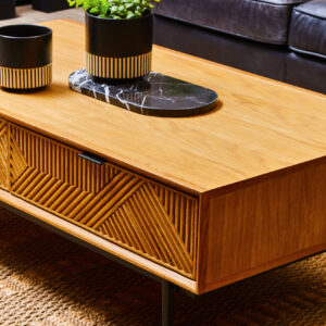 Jakara Natural Finish Coffee Table with Drawers