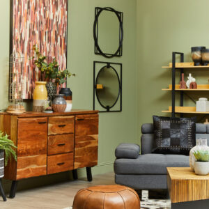 Bosie Safira Large Hair on Leather Chevron Patchwork Rug