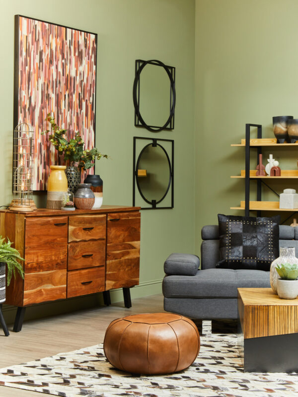 Bosie Safira Large Hair on Leather Chevron Patchwork Rug