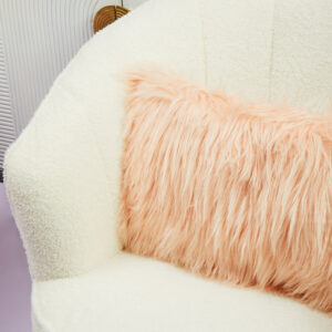 Bosie Mongolian Faux Fur Pink Rectangular Cushion