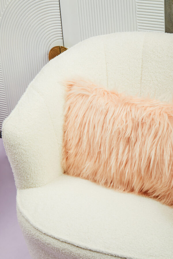 Bosie Mongolian Faux Fur Pink Rectangular Cushion