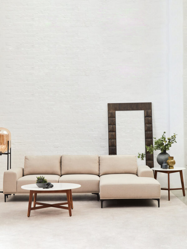 Toulon 3 Seat Natural Fabric Right Chaise Sofa
