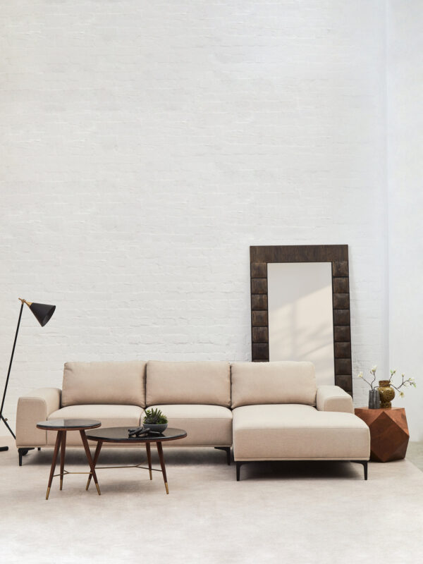 Toulon 3 Seat Natural Fabric Right Chaise Sofa