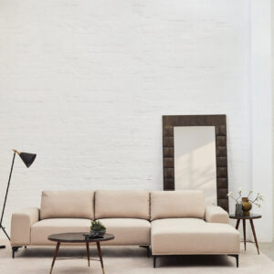 Toulon 3 Seat Natural Fabric Right Chaise Sofa