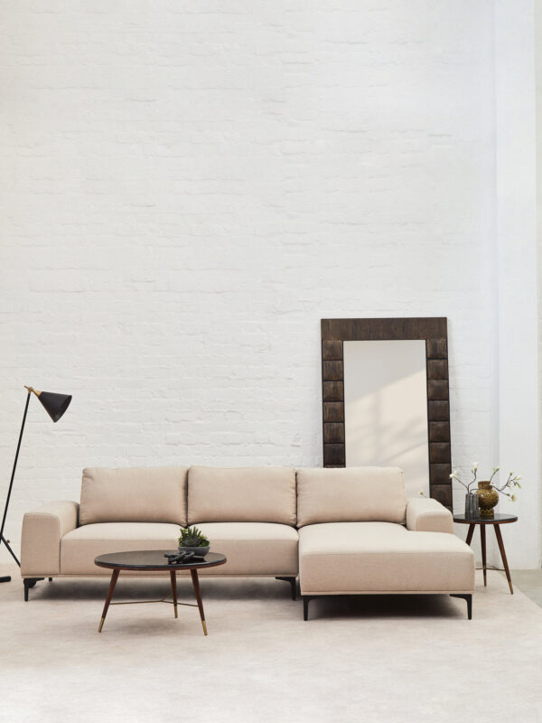 Toulon 3 Seat Natural Fabric Right Chaise Sofa
