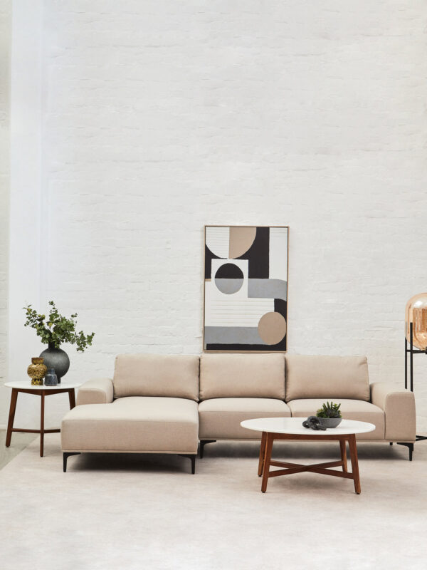 Toulon 3 Seat Natural Fabric Left Chaise Sofa