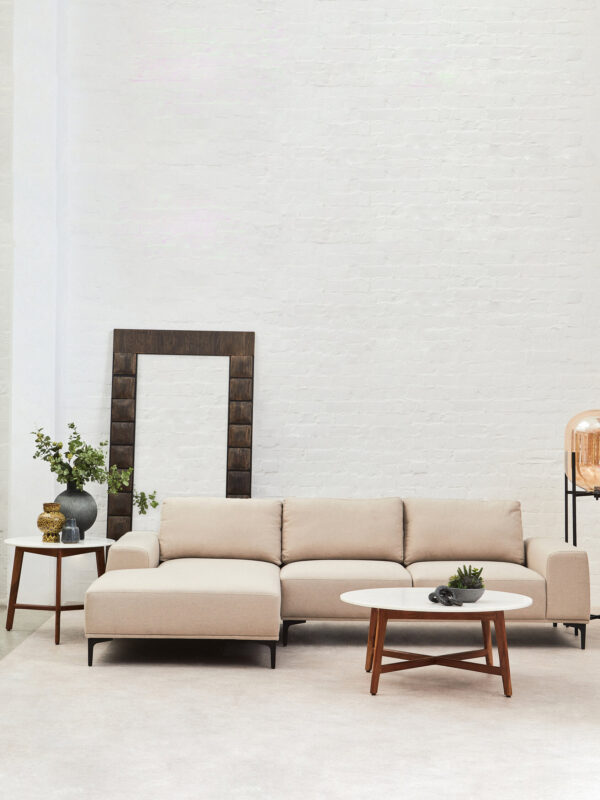 Toulon 3 Seat Natural Fabric Left Chaise Sofa