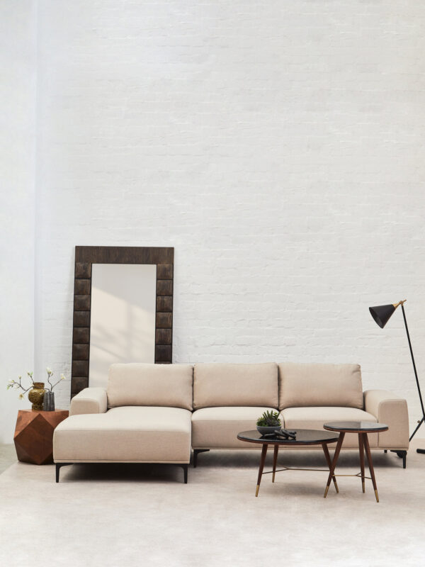 Toulon 3 Seat Natural Fabric Left Chaise Sofa