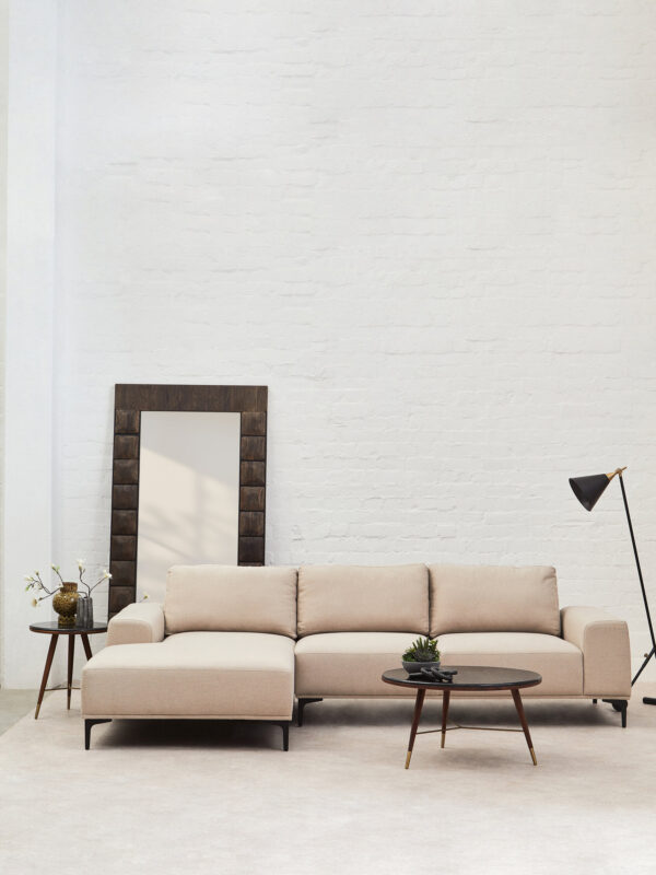 Toulon 3 Seat Natural Fabric Left Chaise Sofa