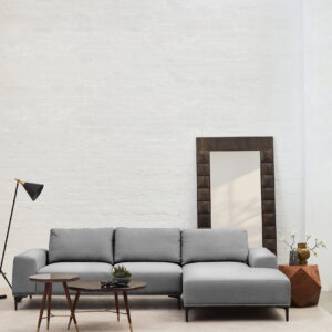 Toulon 3 Seat Grey Fabric Right Chaise Sofa