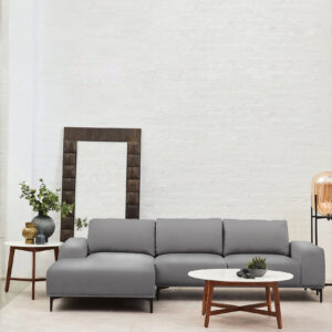 Toulon 3 Seat Grey Fabric Right Chaise Sofa