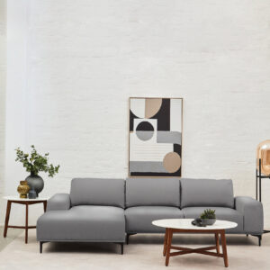 Toulon 3 Seat Grey Fabric Right Chaise Sofa