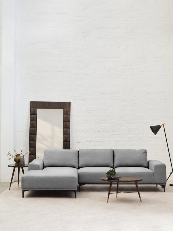 Toulon 3 Seat Grey Fabric Left Chaise Sofa
