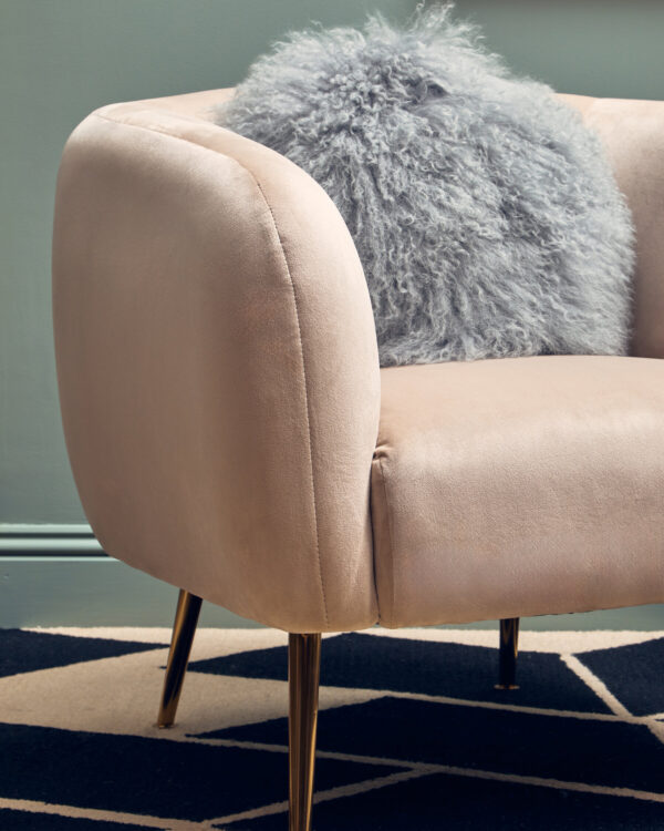 Bosie Real Mongolian Fur Grey Round Cushion