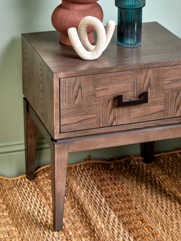Dimaro Antique Grey One Drawer Side Table
