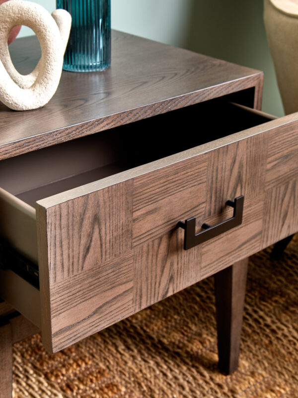 Dimaro Antique Grey One Drawer Side Table