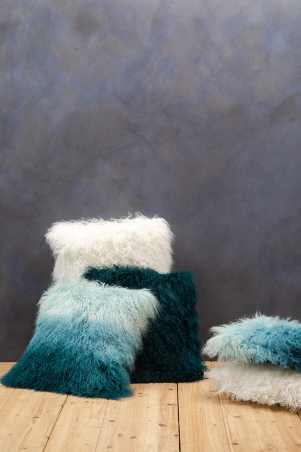 Bosie Real Mongolian Fur White Rectangular Cushion