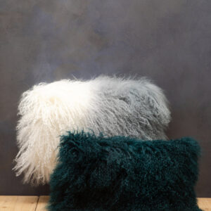 Bosie Real Mongolian Fur Teal Rectangular Cushion
