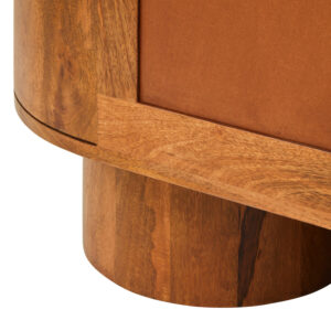 Torcino Mango Wood Carved Design Marble Top Three Door Sideboard