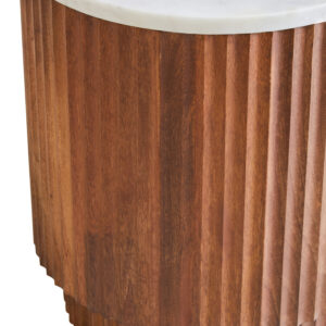 Torcino Mango Wood Carved Design Marble Top Side Table