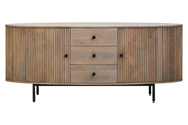 Torello Two Door Three Drawer Grey Mango Wood Sideboard